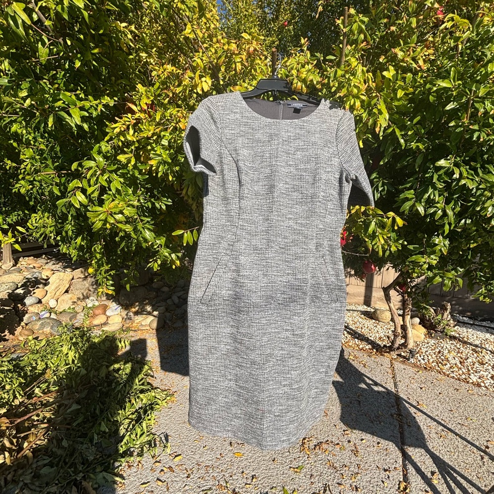 Lands' End Women's Gray Midi Dress thick and warm side pocket size 10 excellent
